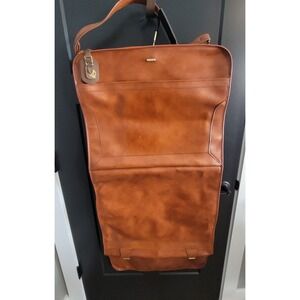 Vintage Airway Luggage Garment Bag Leather Trim Suit Carrier Travel Luggage